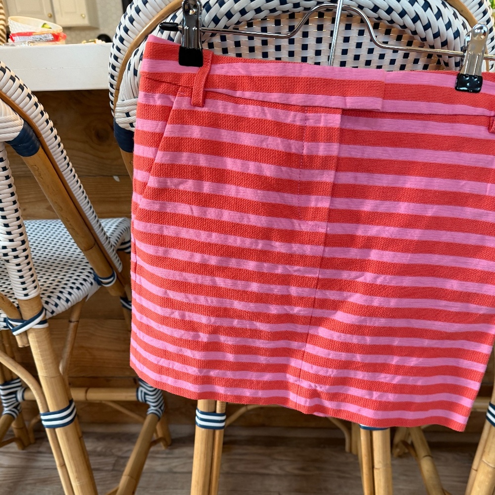 JCrew Pink &‎ Orange Striped Hip Slung Mini Skirt Women's Size 2 - Picture 5 of 13